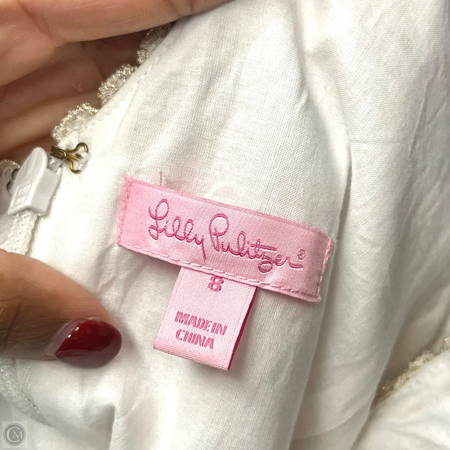 Dress Designer By Lilly Pulitzer In Gold & White, Size: M