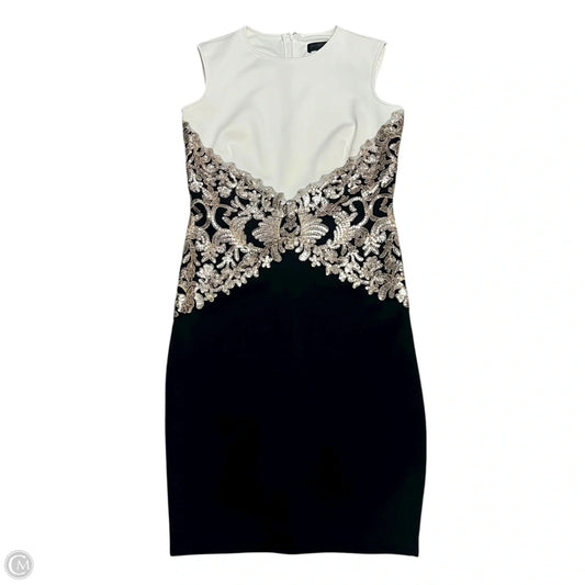 Dress Party Midi By Tadashi Shoji In Black & Cream, Size: L