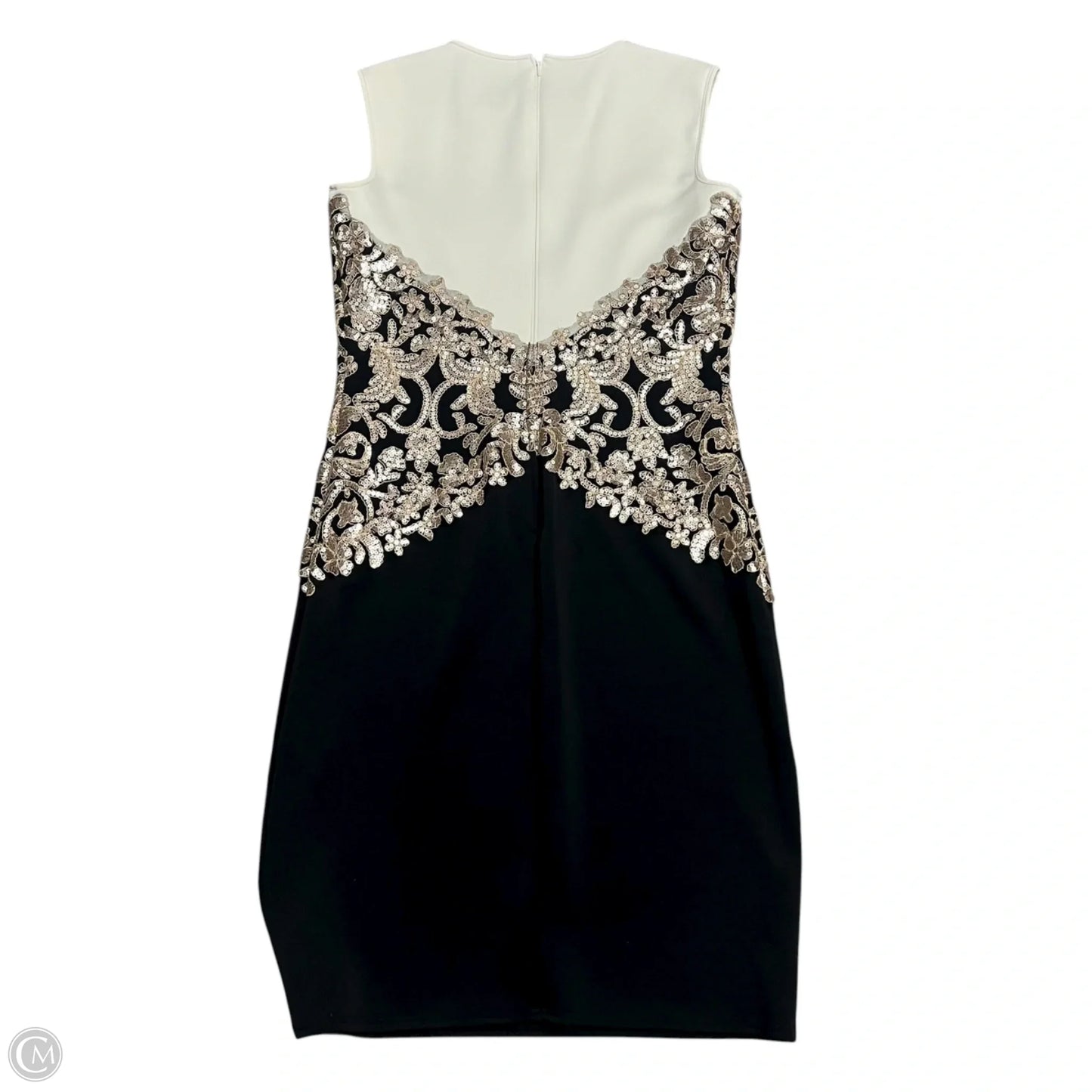 Dress Party Midi By Tadashi Shoji In Black & Cream, Size: L