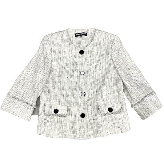 Jacket Designer By Karl Lagerfeld In White, Size: 14