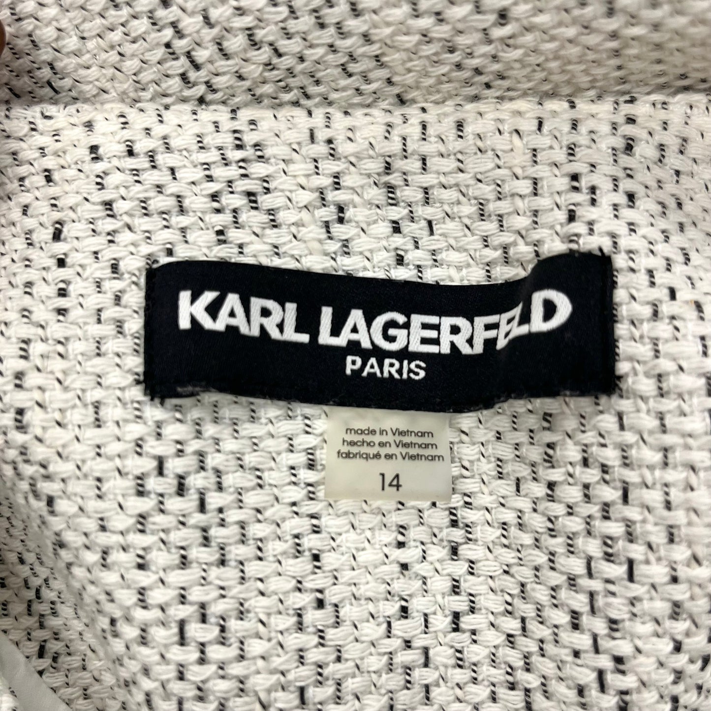 Jacket Designer By Karl Lagerfeld In White, Size: 14