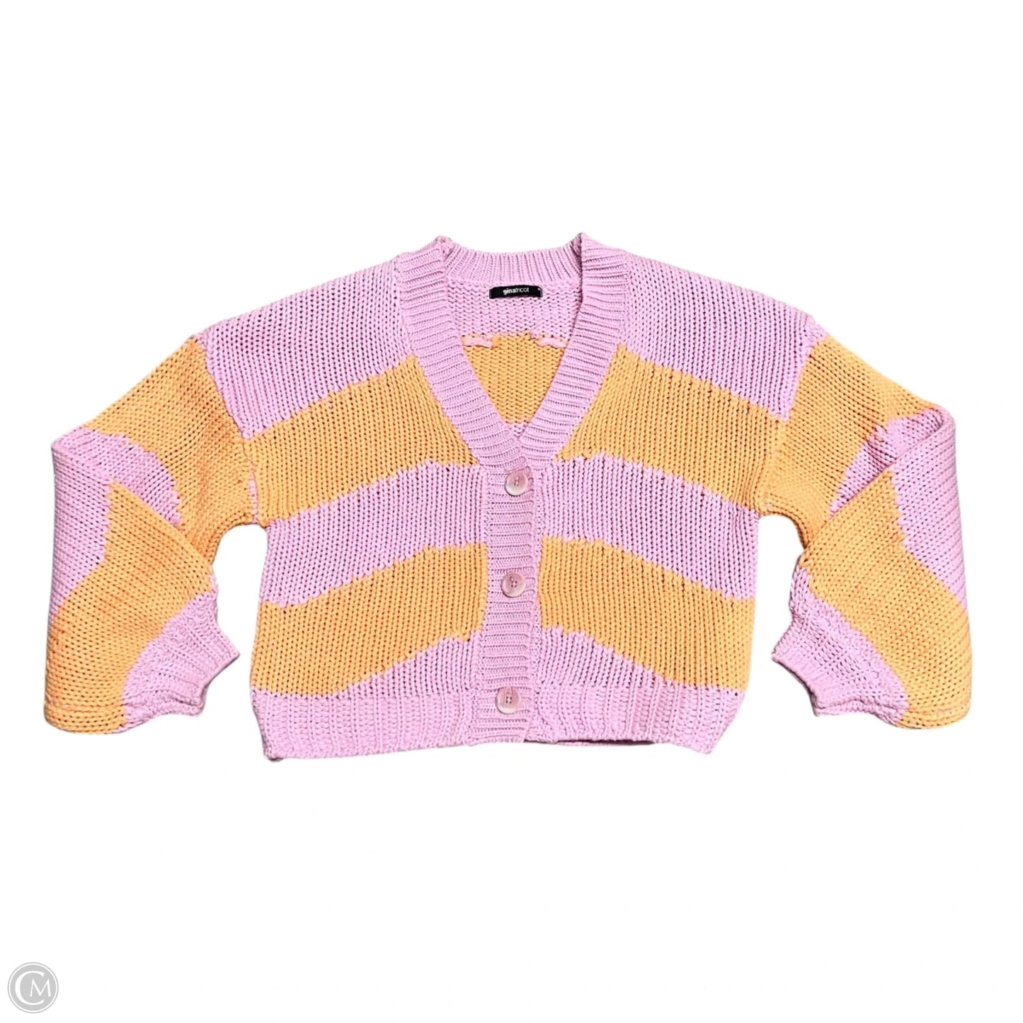 Sweater Cardigan By Ginatricot In Orange & Pink, Size: M