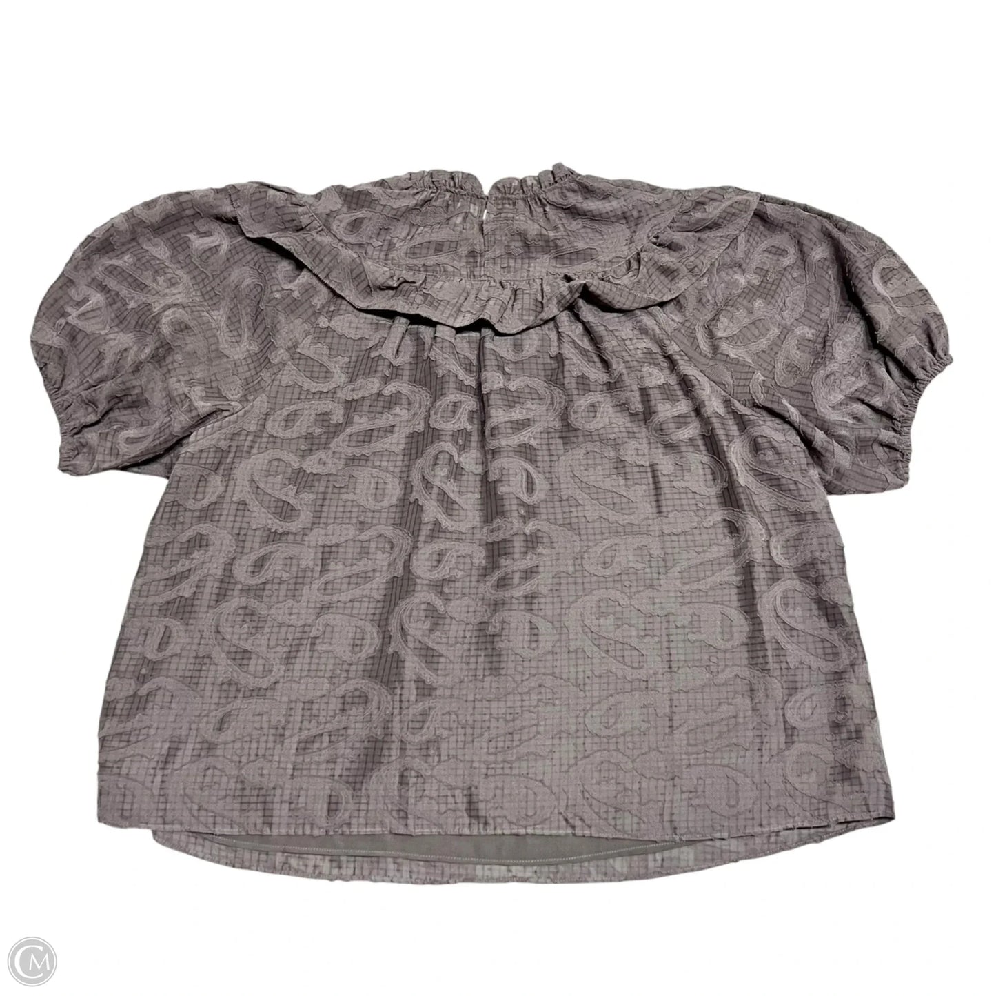 Blouse Short Sleeve By Ann Taylor In Grey, Size: Xl