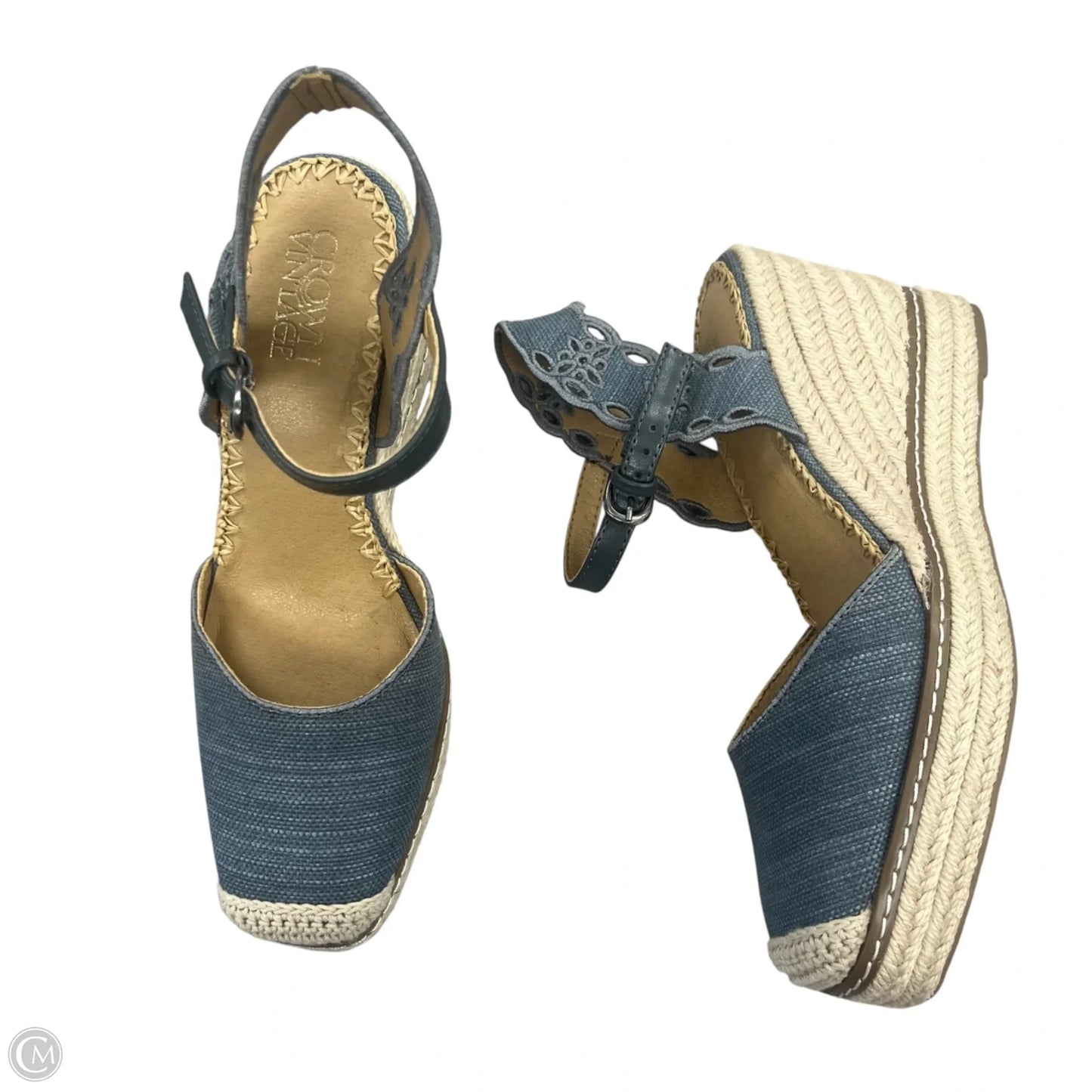 Shoes Heels Wedge By Crown Vintage In Blue Denim, Size: 7