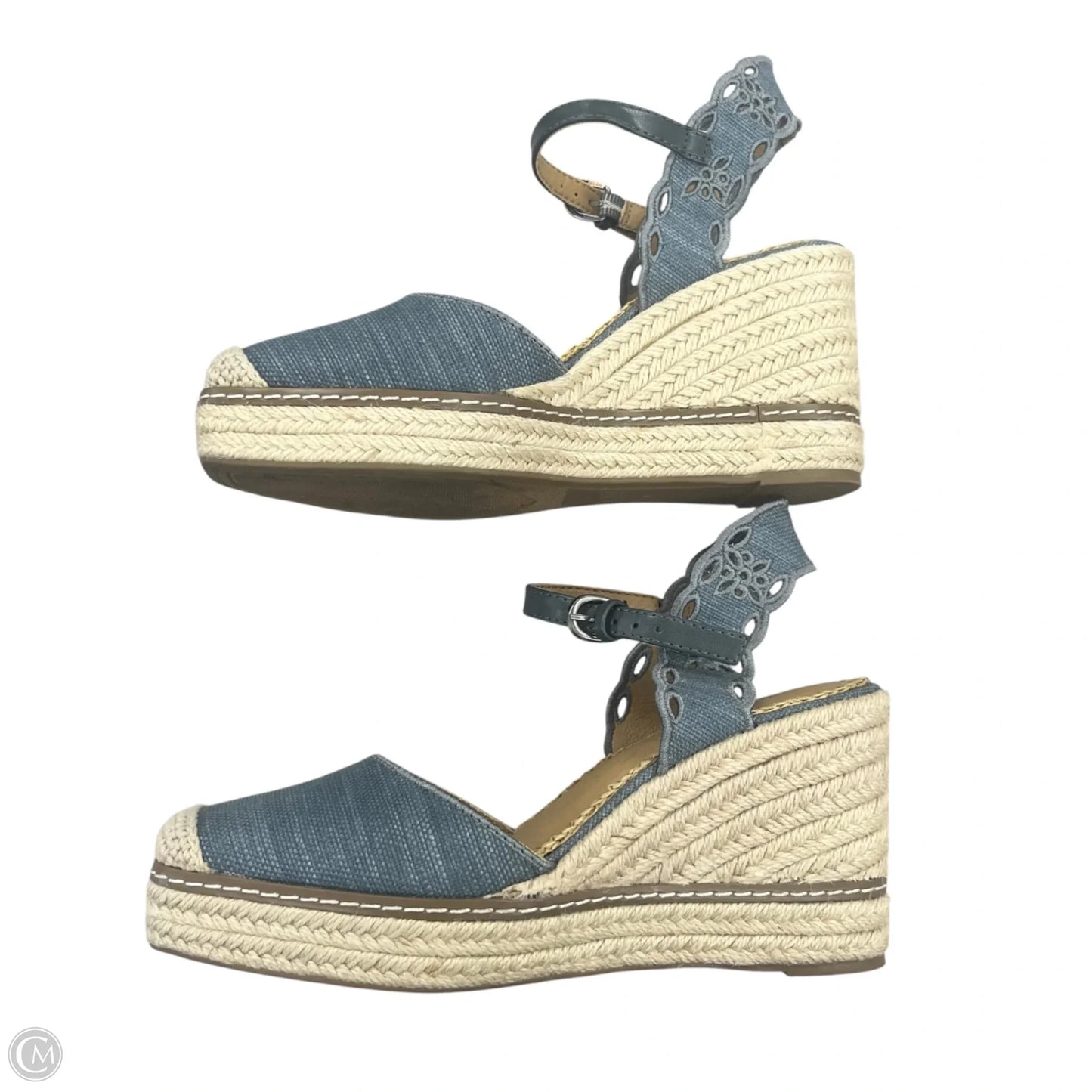 Shoes Heels Wedge By Crown Vintage In Blue Denim, Size: 7