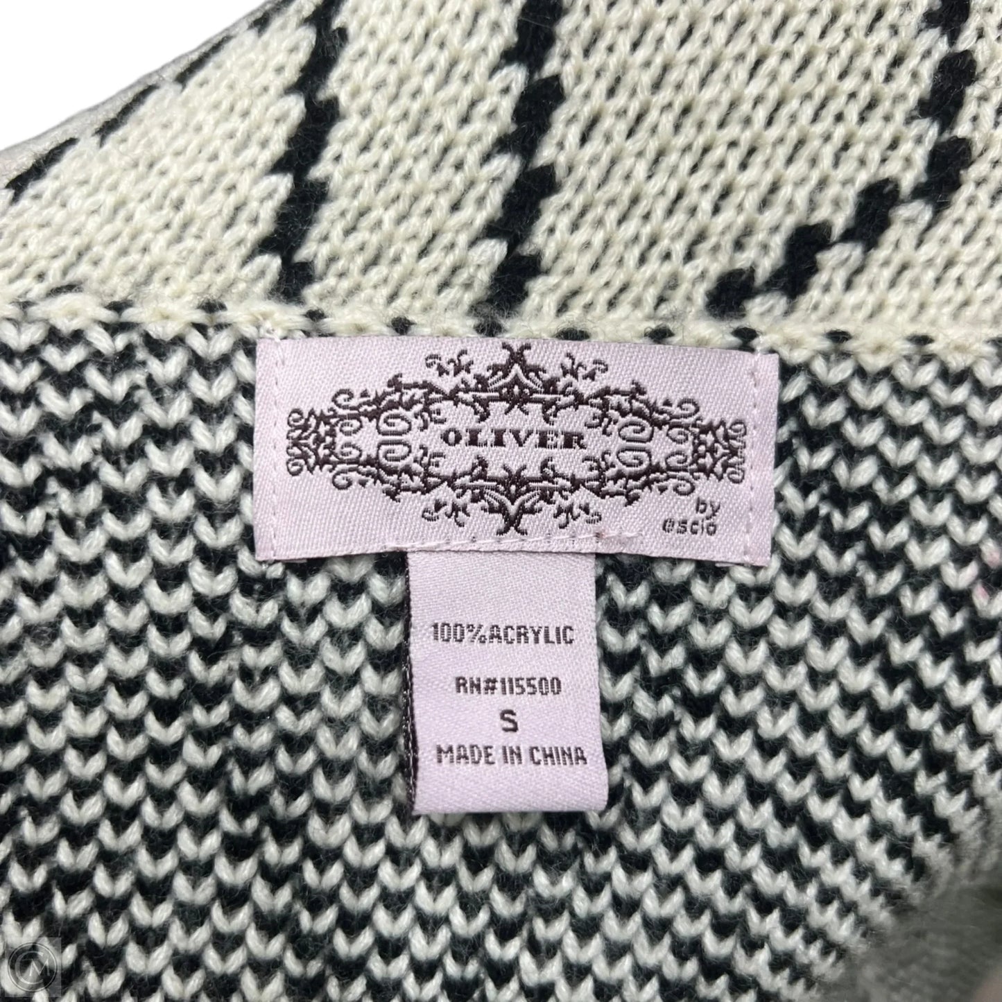 Cardigan By Oliver In Black & Cream, Size: S