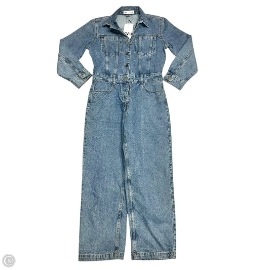 Jumpsuit By Zara In Blue Denim, Size: L
