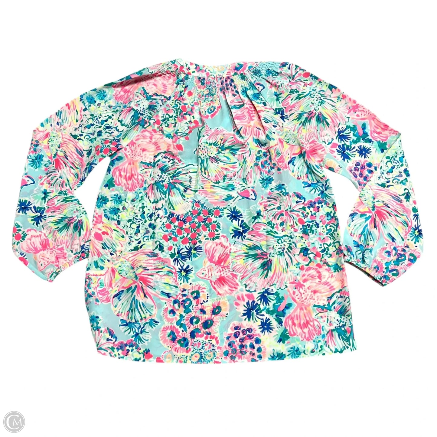 Top Long Sleeve Designer By Lilly Pulitzer In Blue & Pink, Size: S