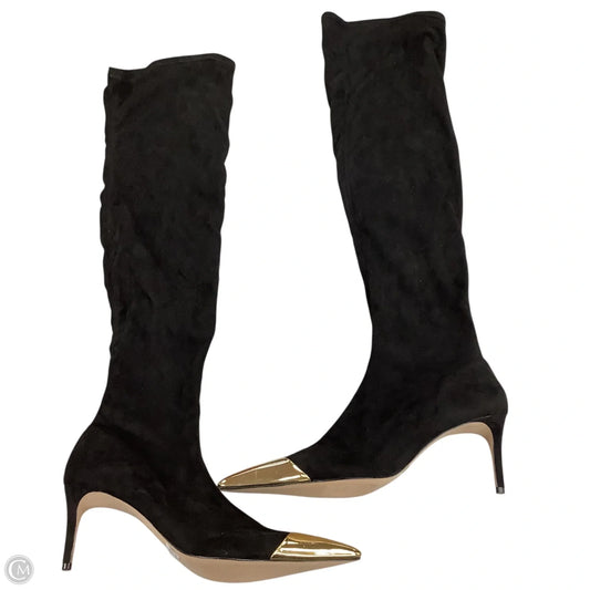 Boots Knee Heels By Schutz In Black & Gold, Size: 10