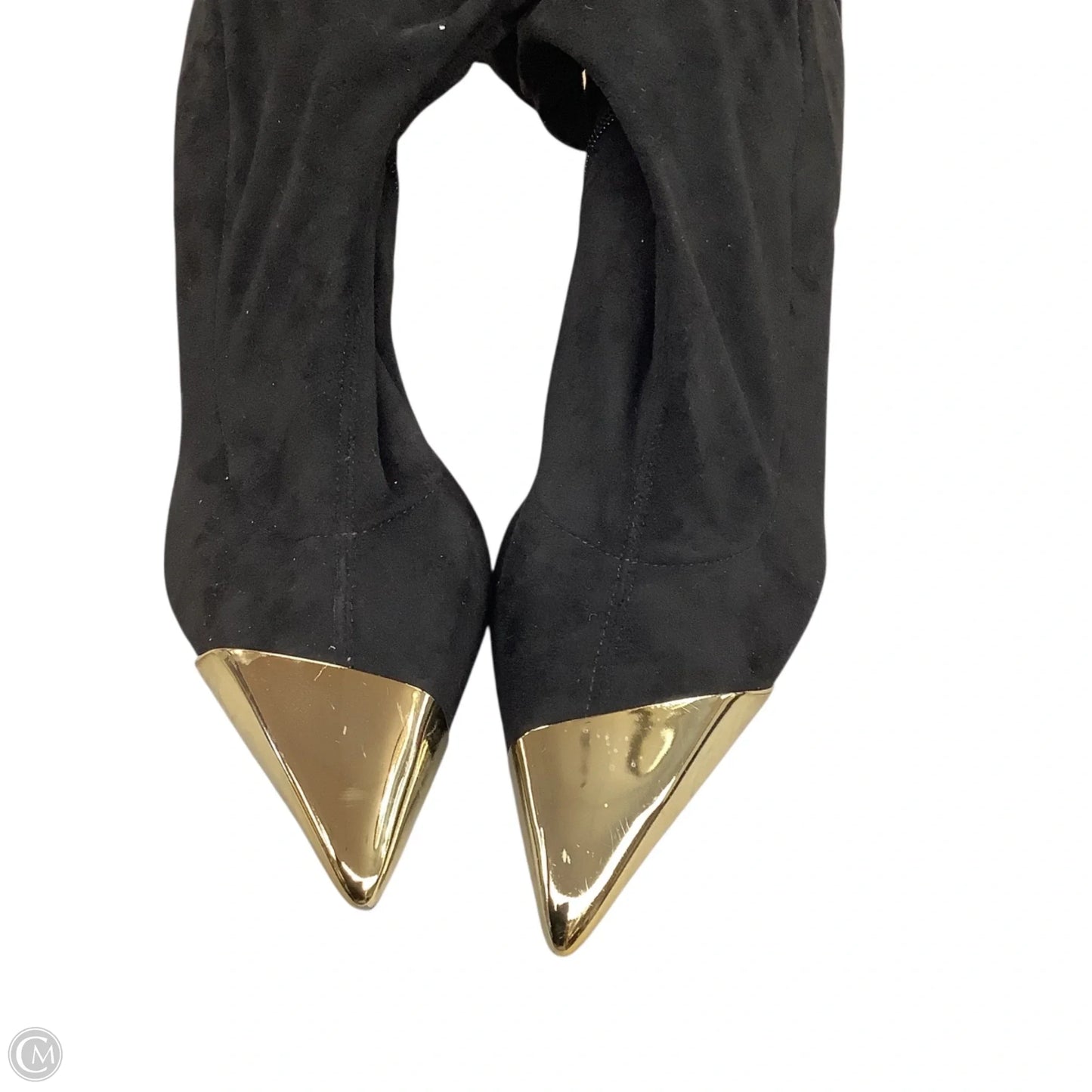 Boots Knee Heels By Schutz In Black & Gold, Size: 10