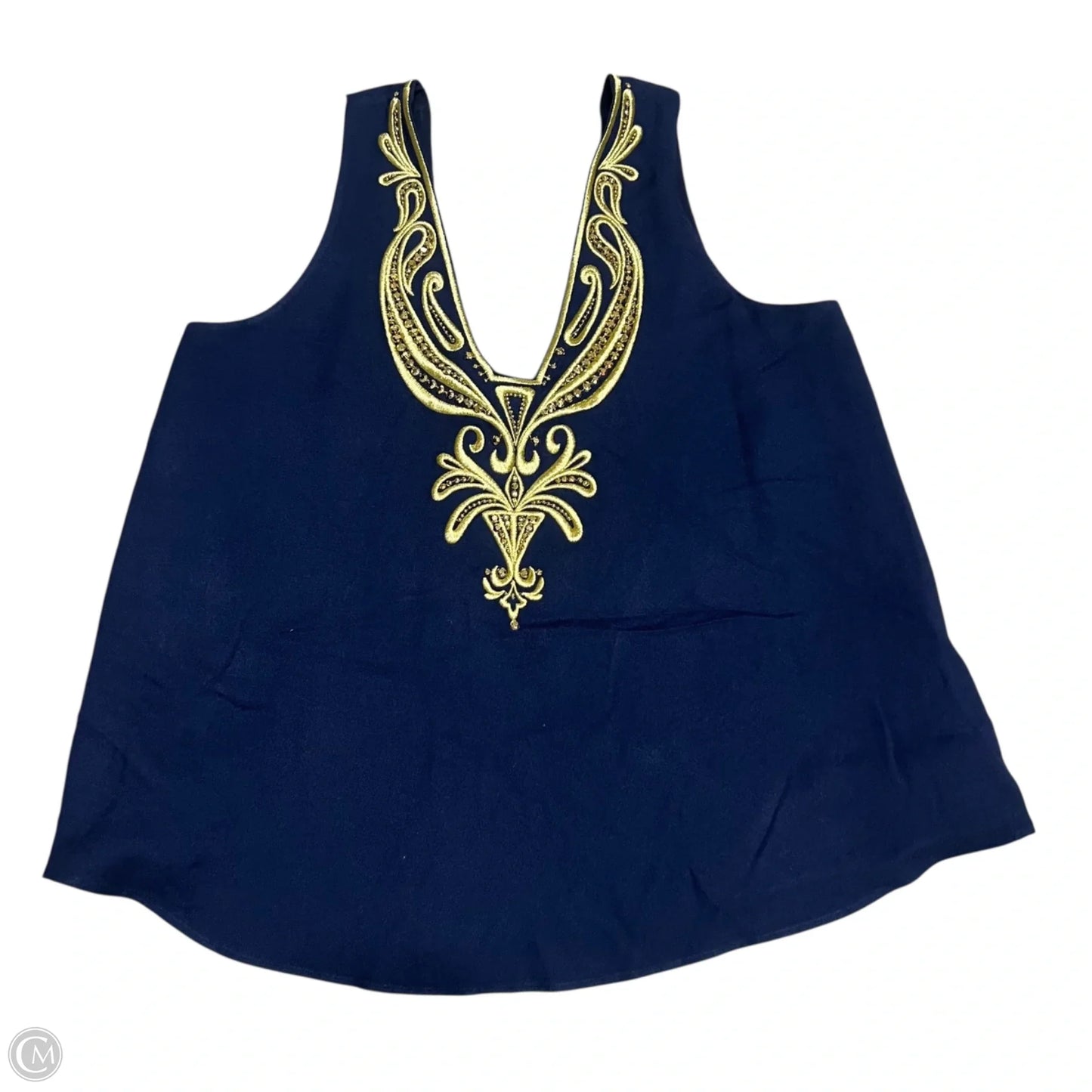 Tank Top Designer By Lilly Pulitzer In Blue & Gold, Size: S