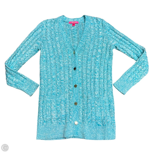 Sweater Cardigan Designer By Lilly Pulitzer In Blue & White, Size: S