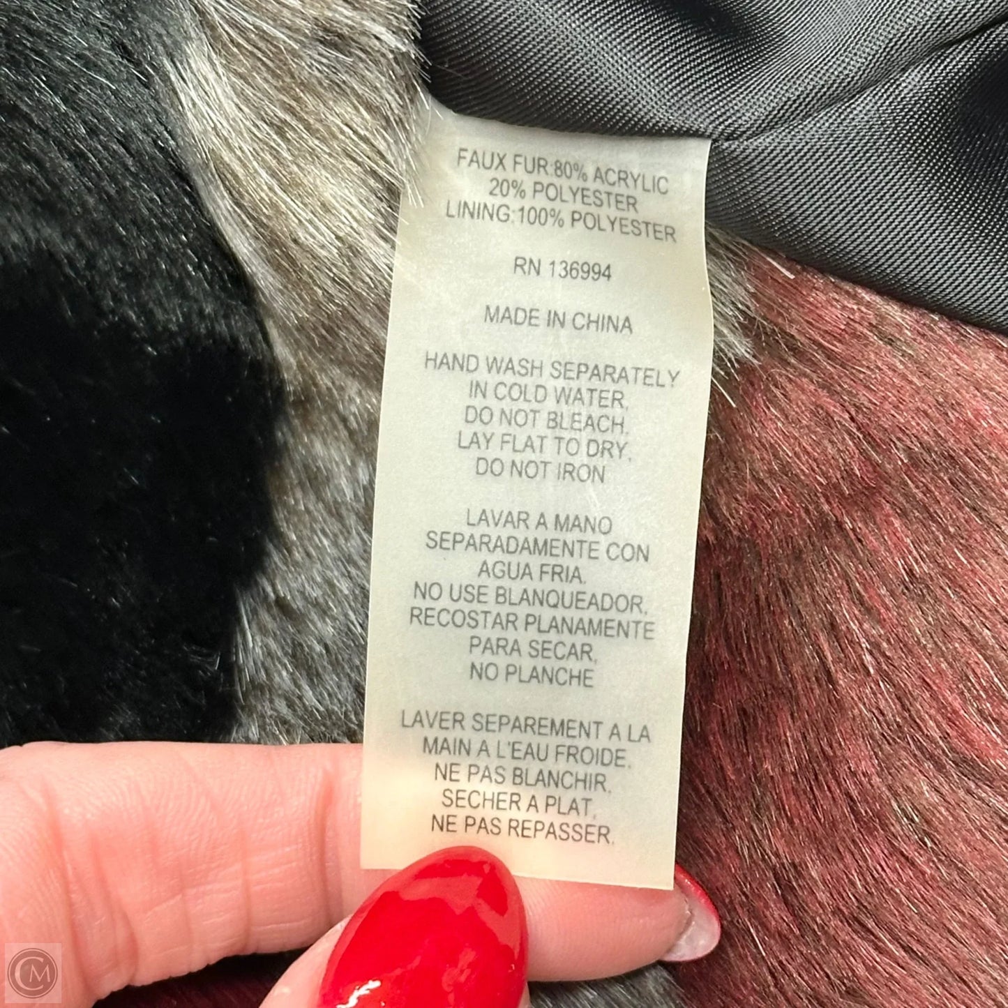 Coat Faux Fur & Sherpa By Sioni In Black & Red, Size: M