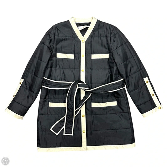 Jacket Designer By Tory Burch In Blue & Cream, Size: L
