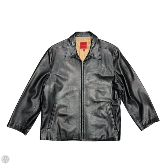 Jacket Leather By Cole-haan In Black, Size: L