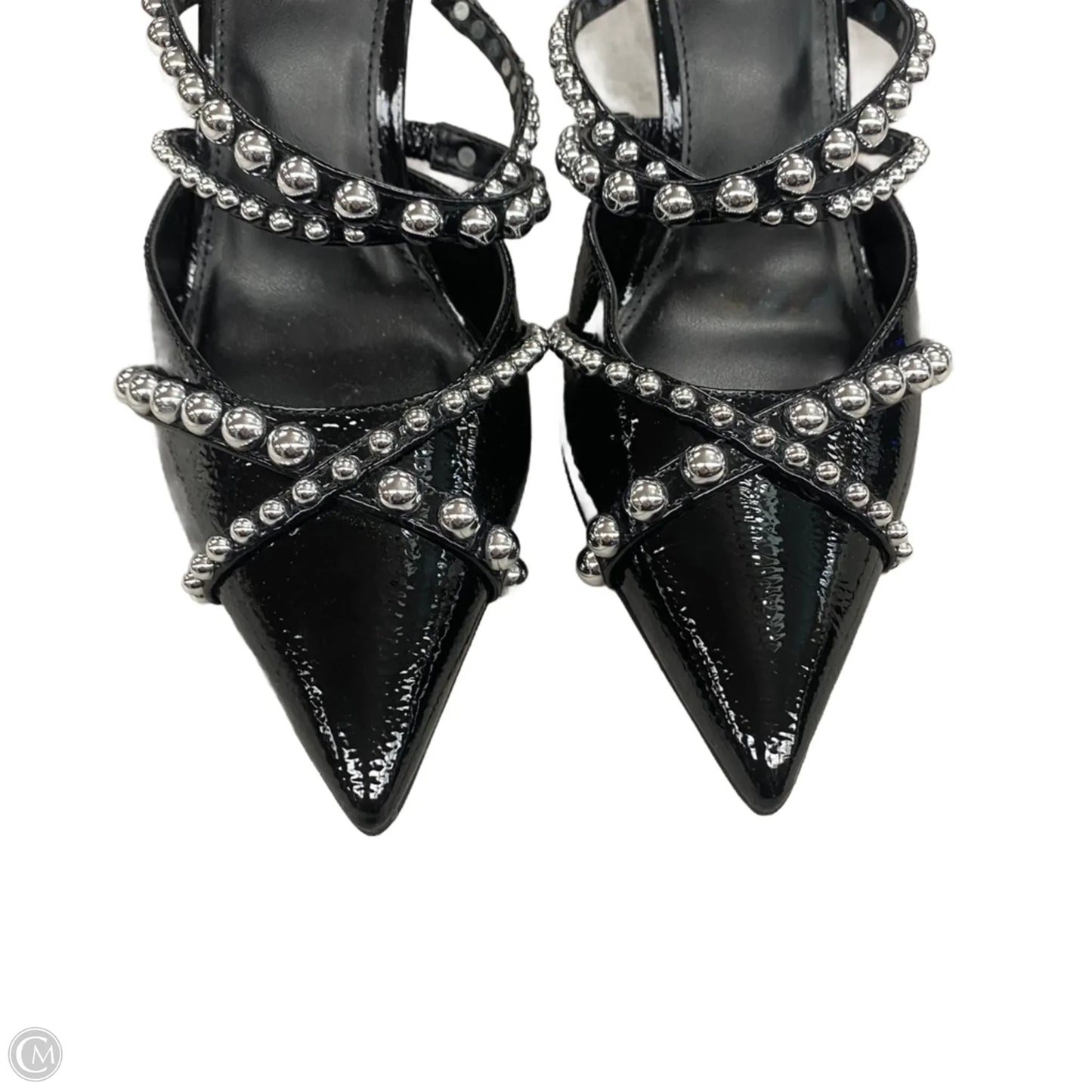 Shoes Heels Stiletto By Steve Madden In Black & Silver, Size: 9.5