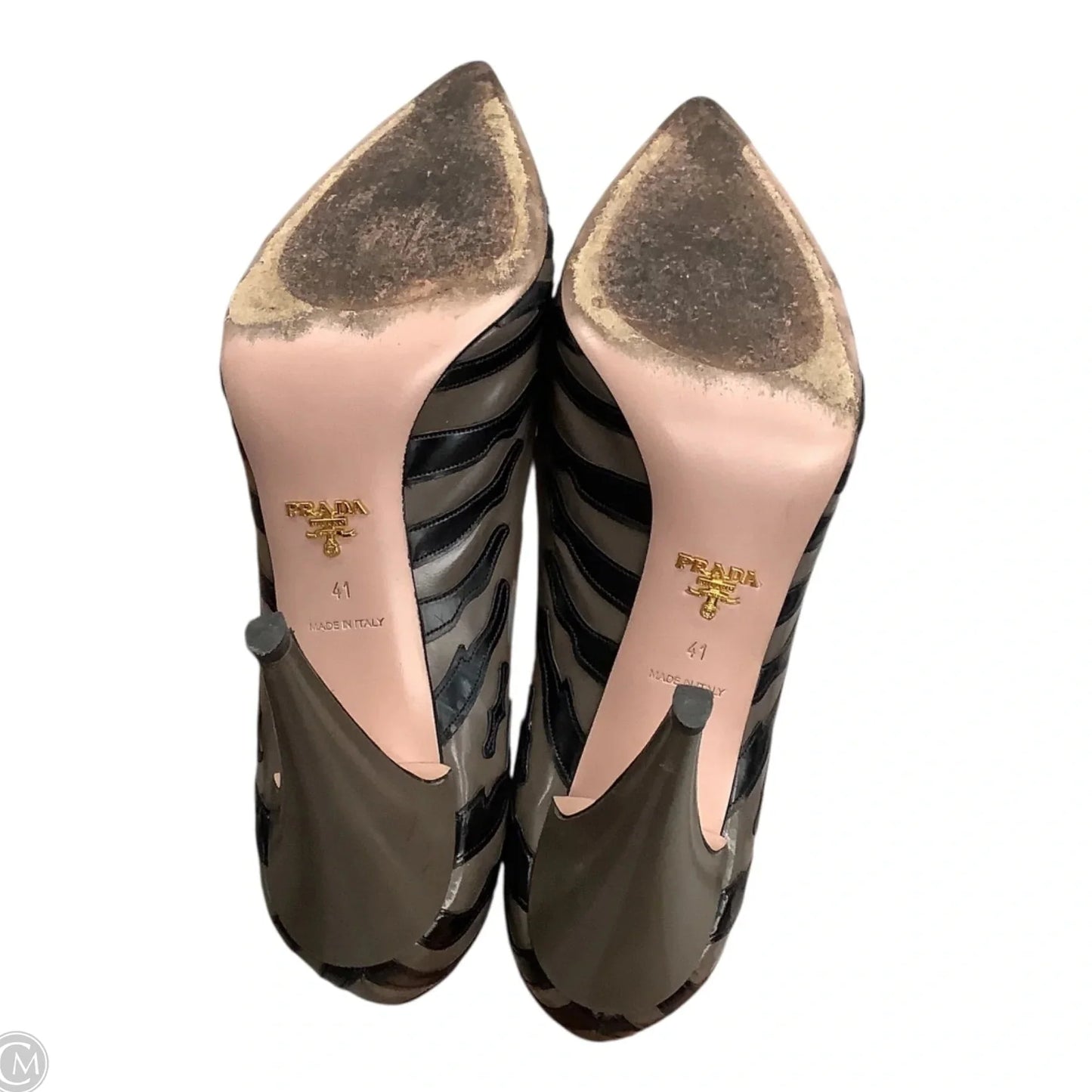 Shoes Luxury Designer By Prada In Taupe, Size: 10.5