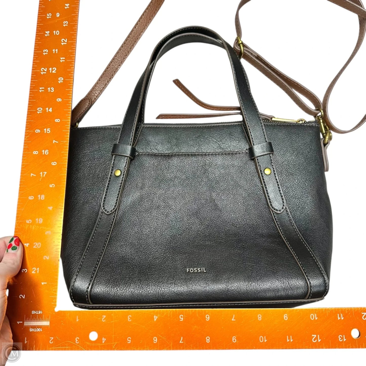 Crossbody Leather By Fossil, Size: Medium