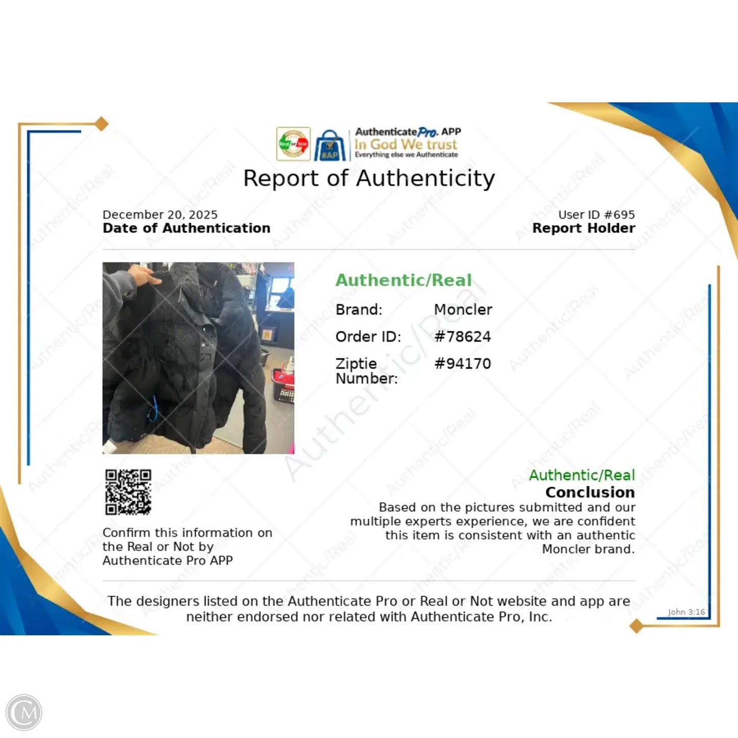 Jacket Luxury Designer By Moncler In Black, Size: L