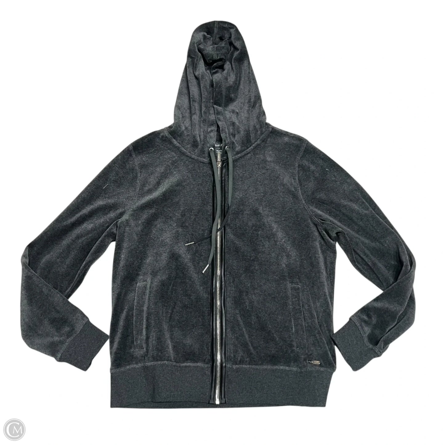 Sweatshirt Hoodie By Calvin Klein In Grey, Size: L