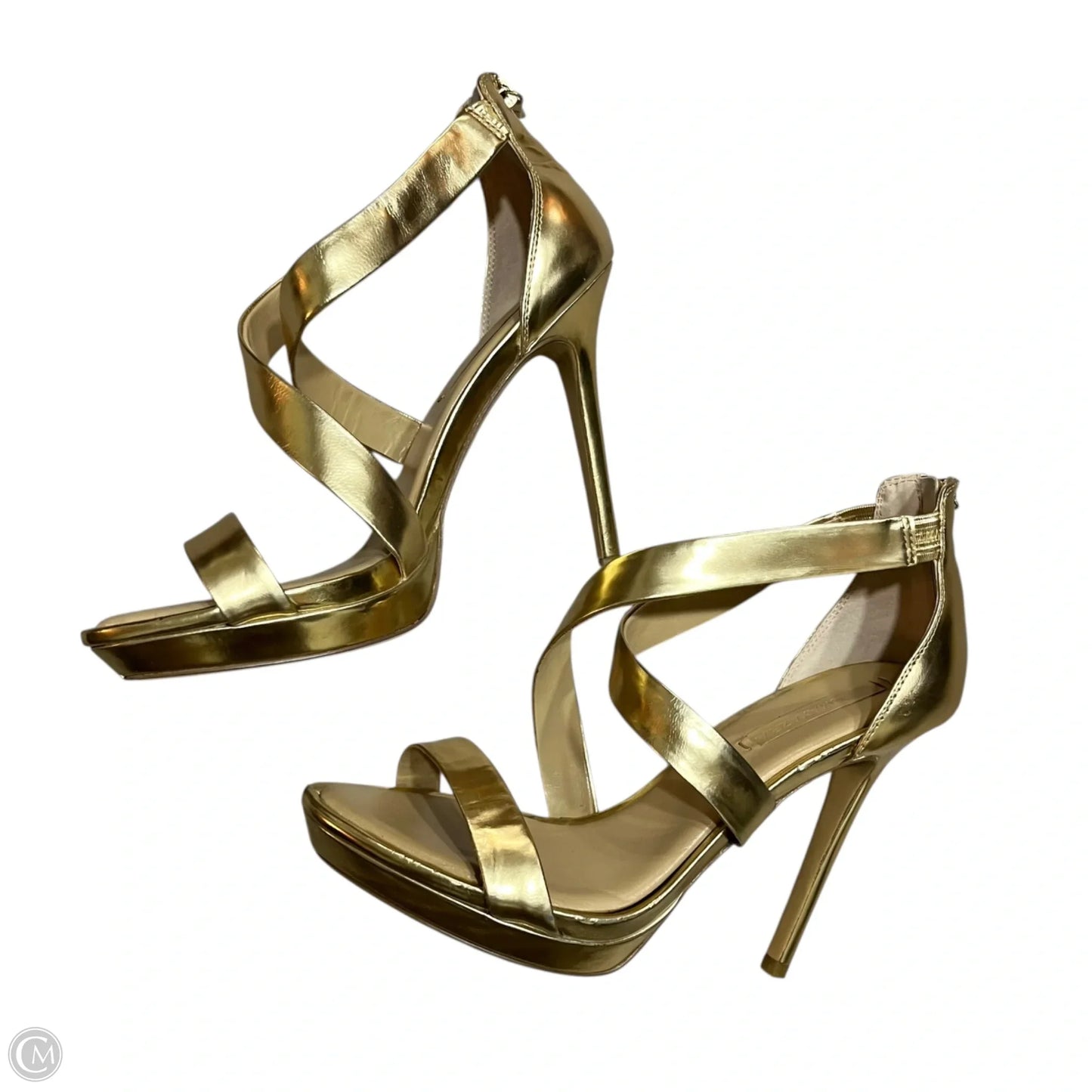 Sandals Heels Stiletto By Bcbgmaxazria In Gold, Size: 10