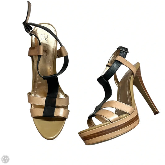 Sandals Heels Stiletto By Bcbg In Black & Tan, Size: 10