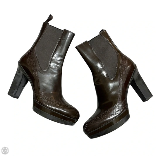 Boots Ankle Heels By Santoni In Brown, Size: 9.5