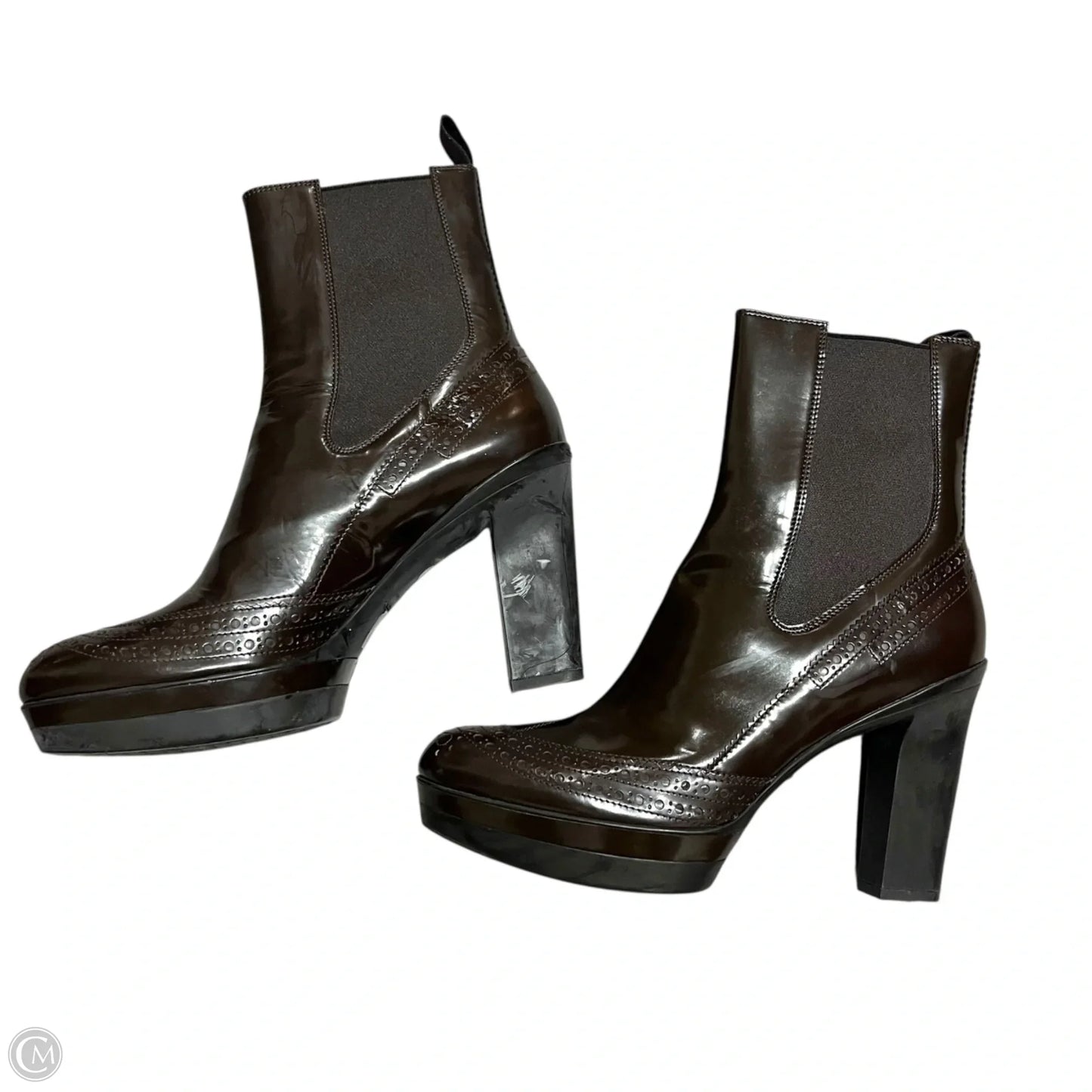 Boots Ankle Heels By Santoni In Brown, Size: 9.5