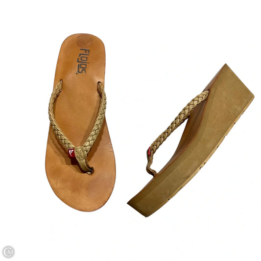 Sandals Heels Platform By Flojos In Brown, Size: 8