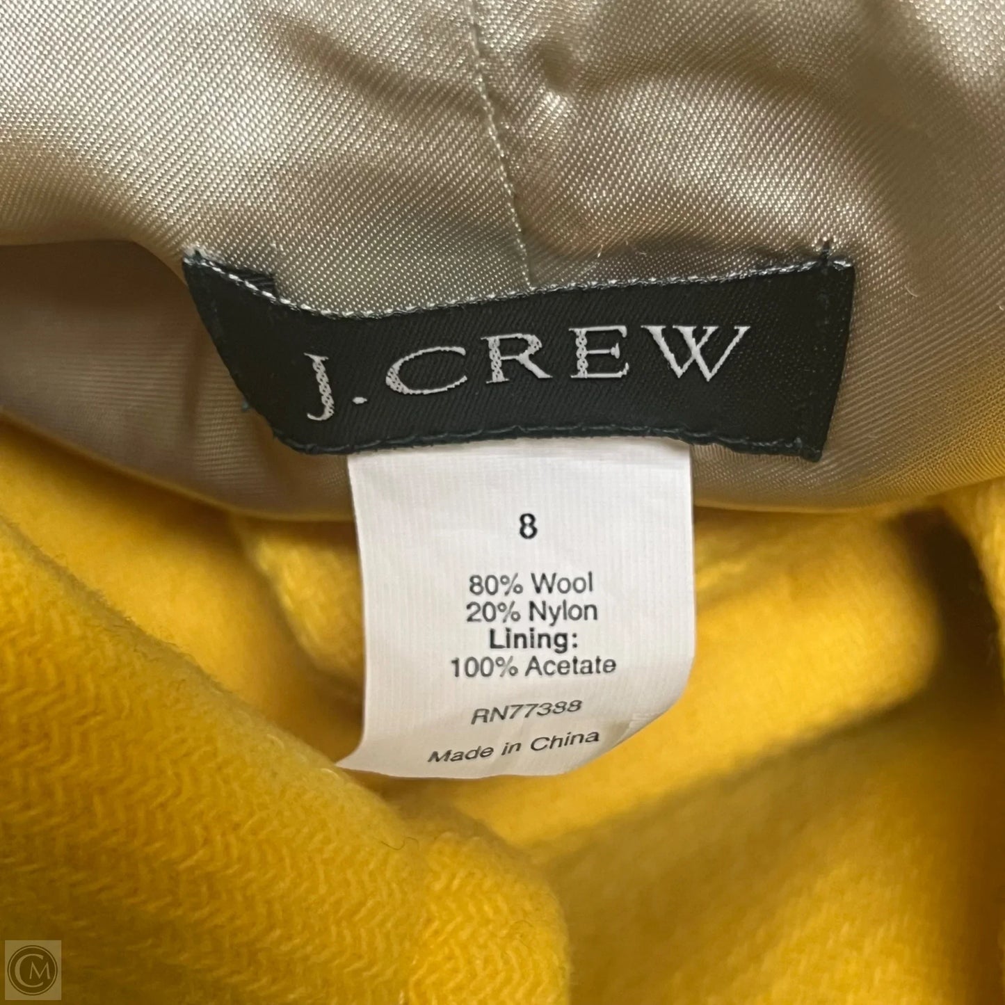 Coat Peacoat By J. Crew In Yellow, Size: M