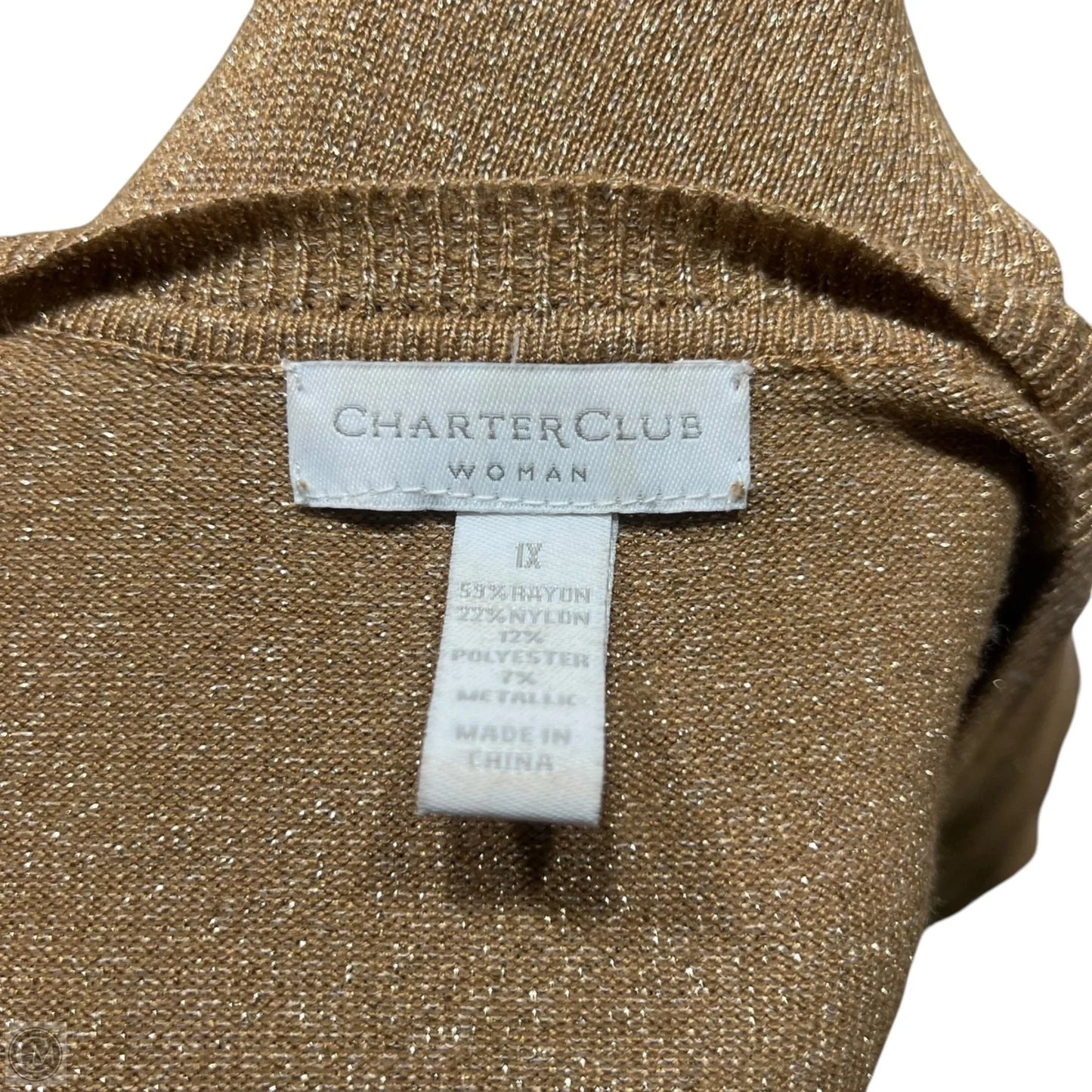 Sweater Cardigan By Charter Club In Gold, Size: 1x