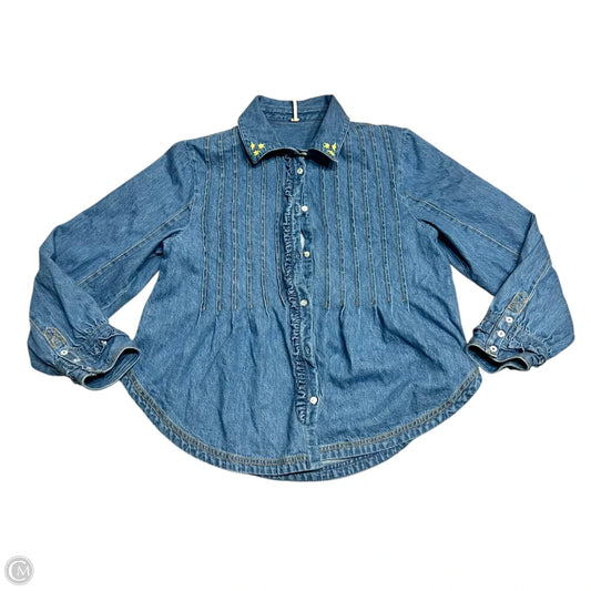 Jacket Shirt By Free People In Blue Denim, Size: L