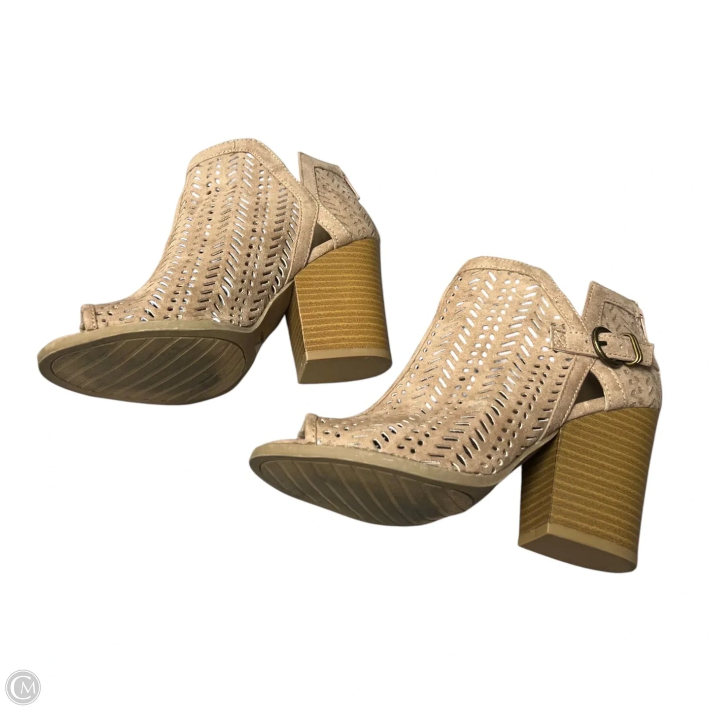 Sandals Heels Block By Charlotte Russe In Taupe, Size: 6