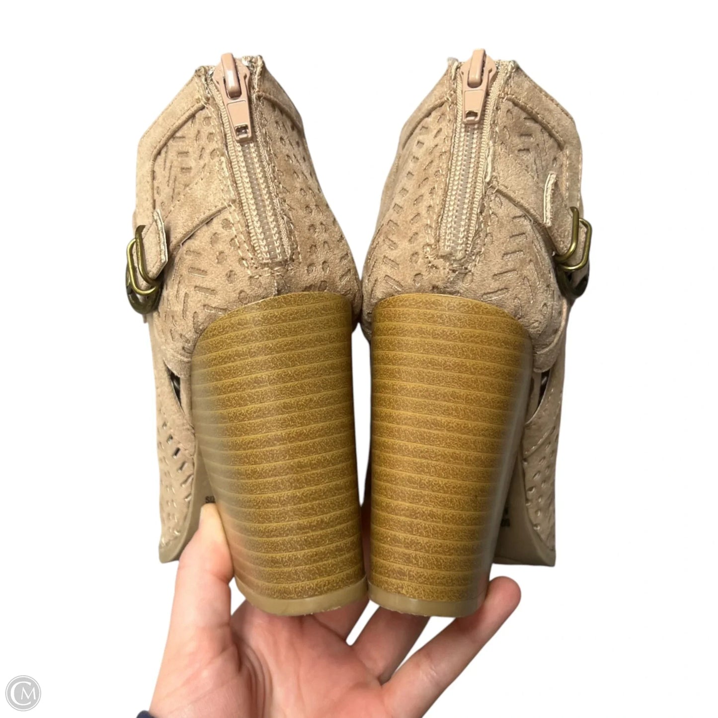 Sandals Heels Block By Charlotte Russe In Taupe, Size: 6