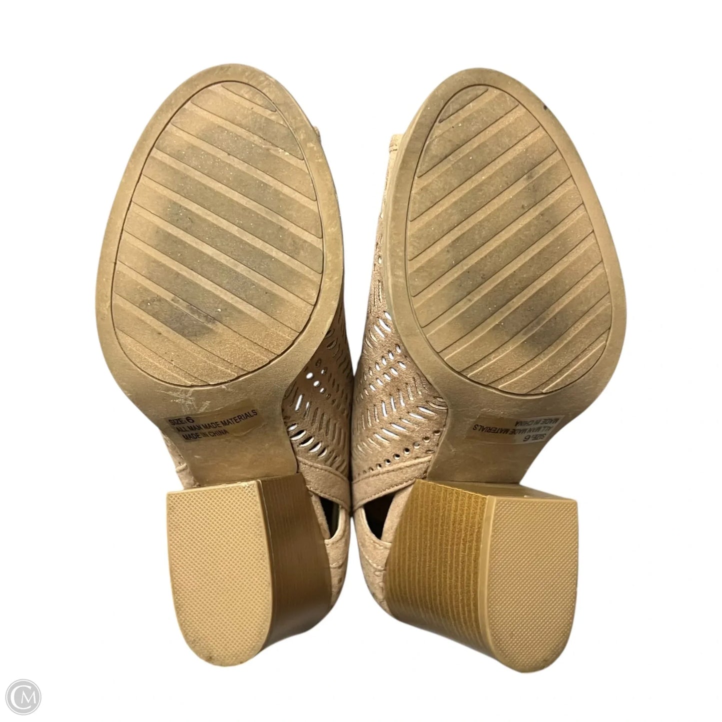 Sandals Heels Block By Charlotte Russe In Taupe, Size: 6