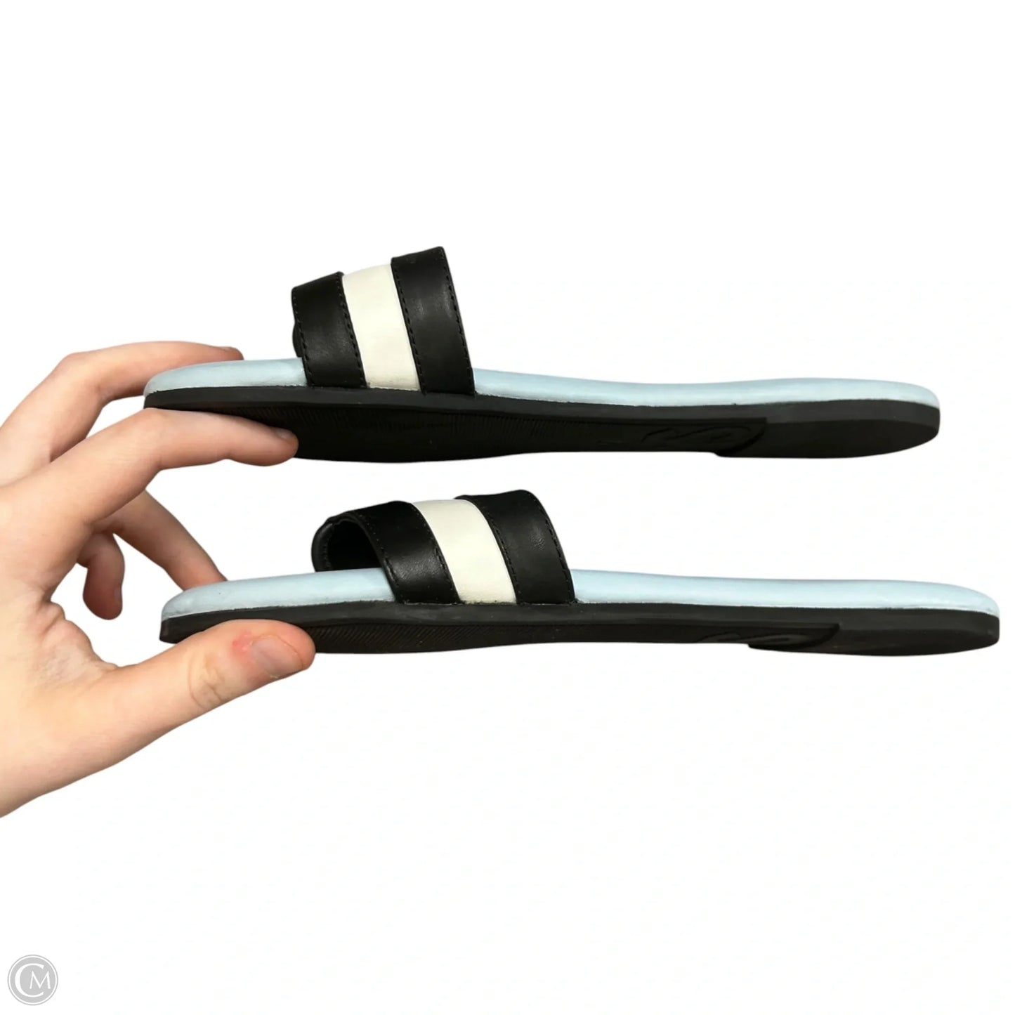 Sandals Flip Flops By Yosi Samra In Black & White, Size: 7