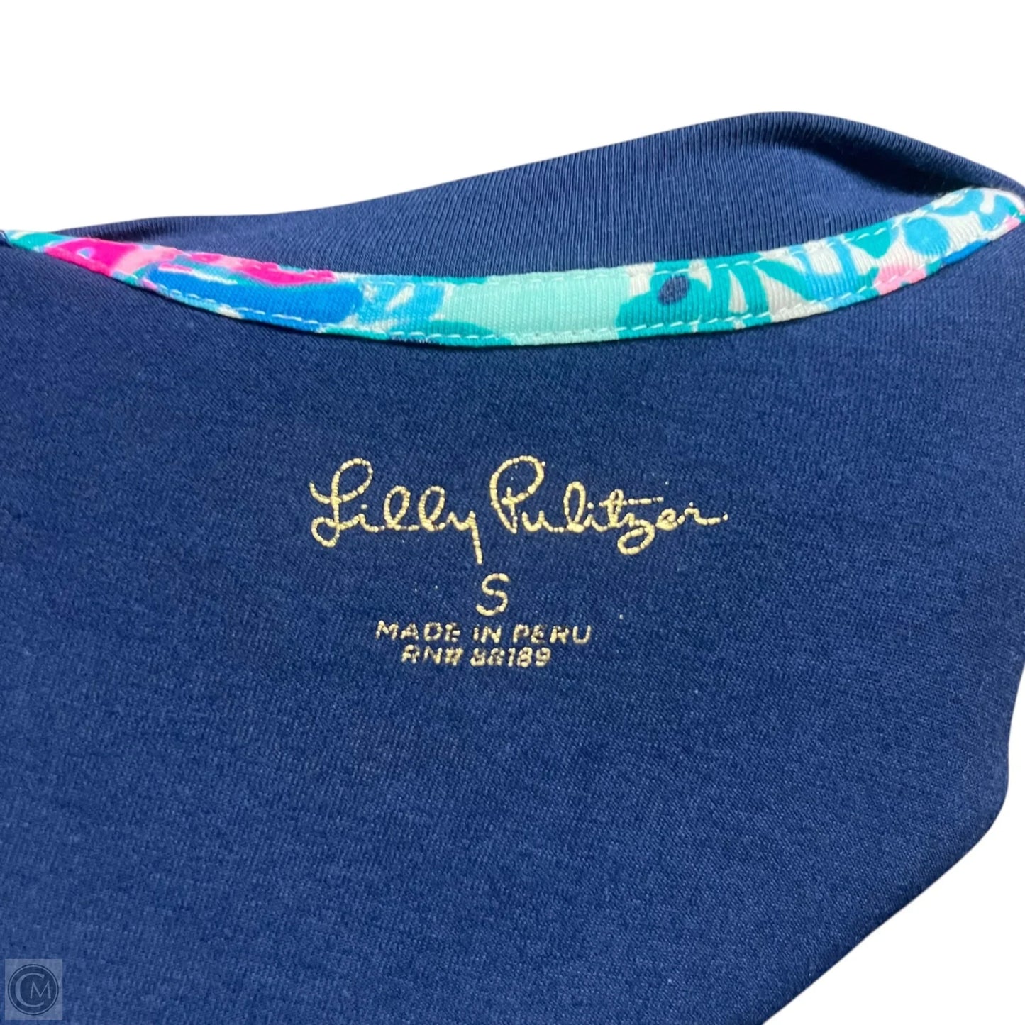 Top Long Sleeve Designer By Lilly Pulitzer In Blue & White, Size: S