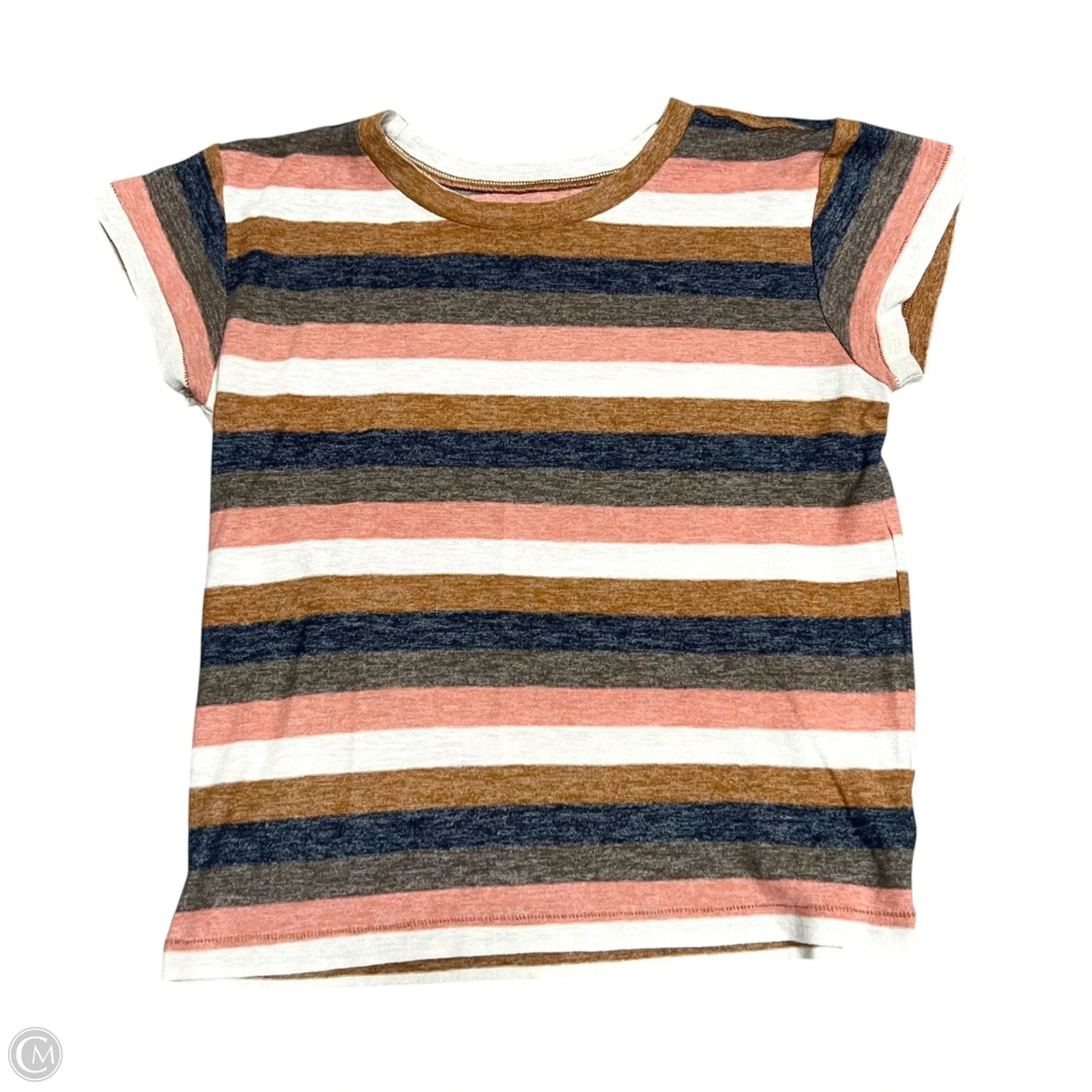 Top Short Sleeve By Madewell In Brown & White, Size: S