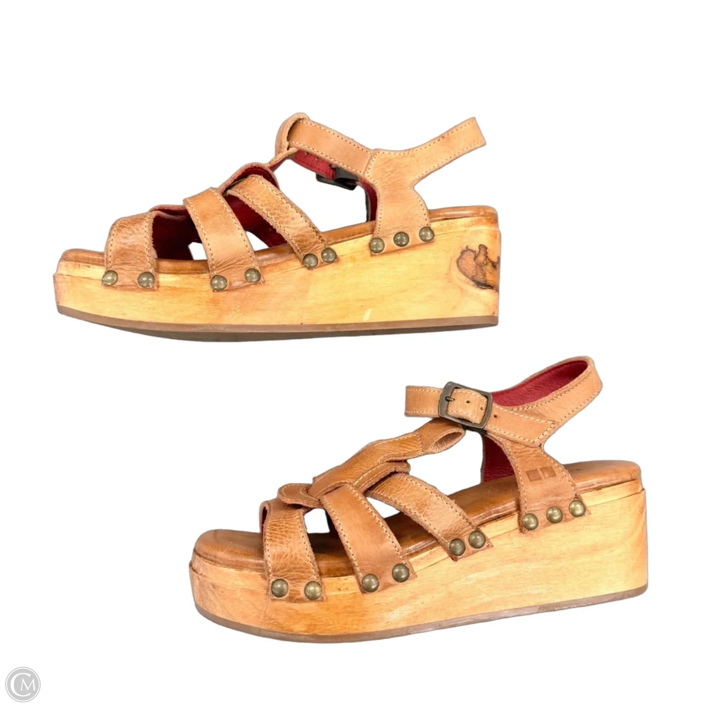 Sandals Heels Platform By Bed Stu In Brown, Size: 7.5