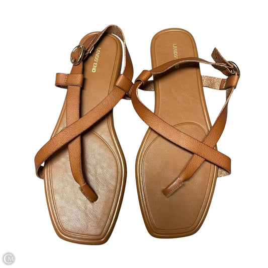 Sandals Flip Flops By Lands End In Brown, Size: 9.5