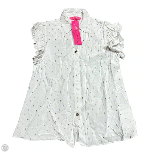Top Sleeveless Designer By Lilly Pulitzer In Gold & White, Size: Xs