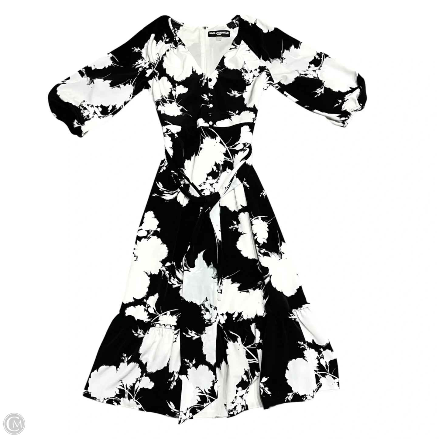 Dress Designer By Karl Lagerfeld In Black & White, Size: M
