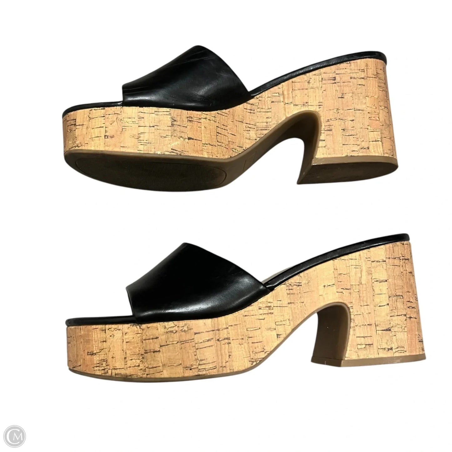 Sandals Heels Block By Nine West In Black & Tan, Size: 9.5