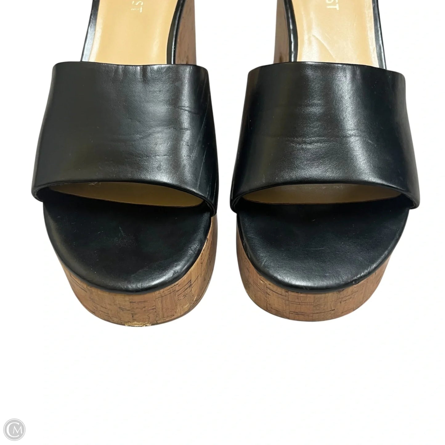 Sandals Heels Block By Nine West In Black & Tan, Size: 9.5