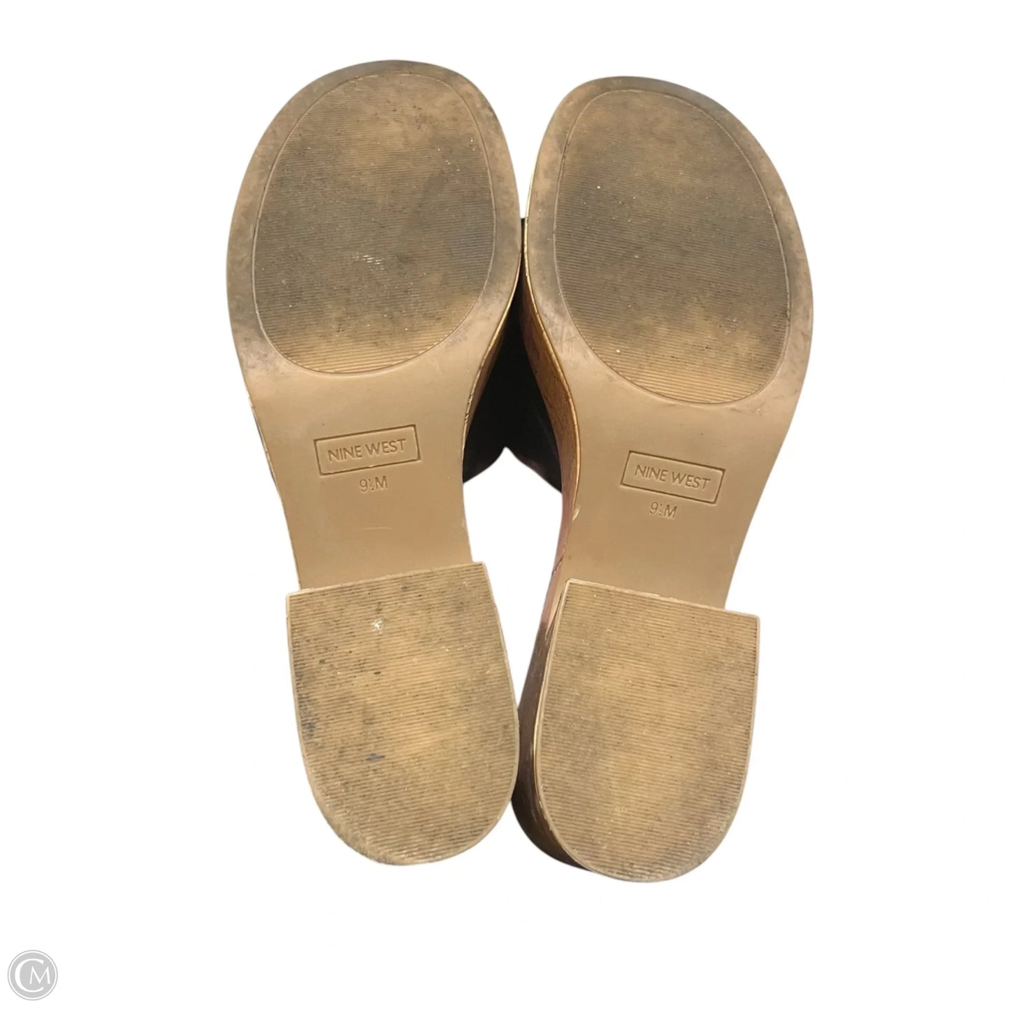 Sandals Heels Block By Nine West In Black & Tan, Size: 9.5