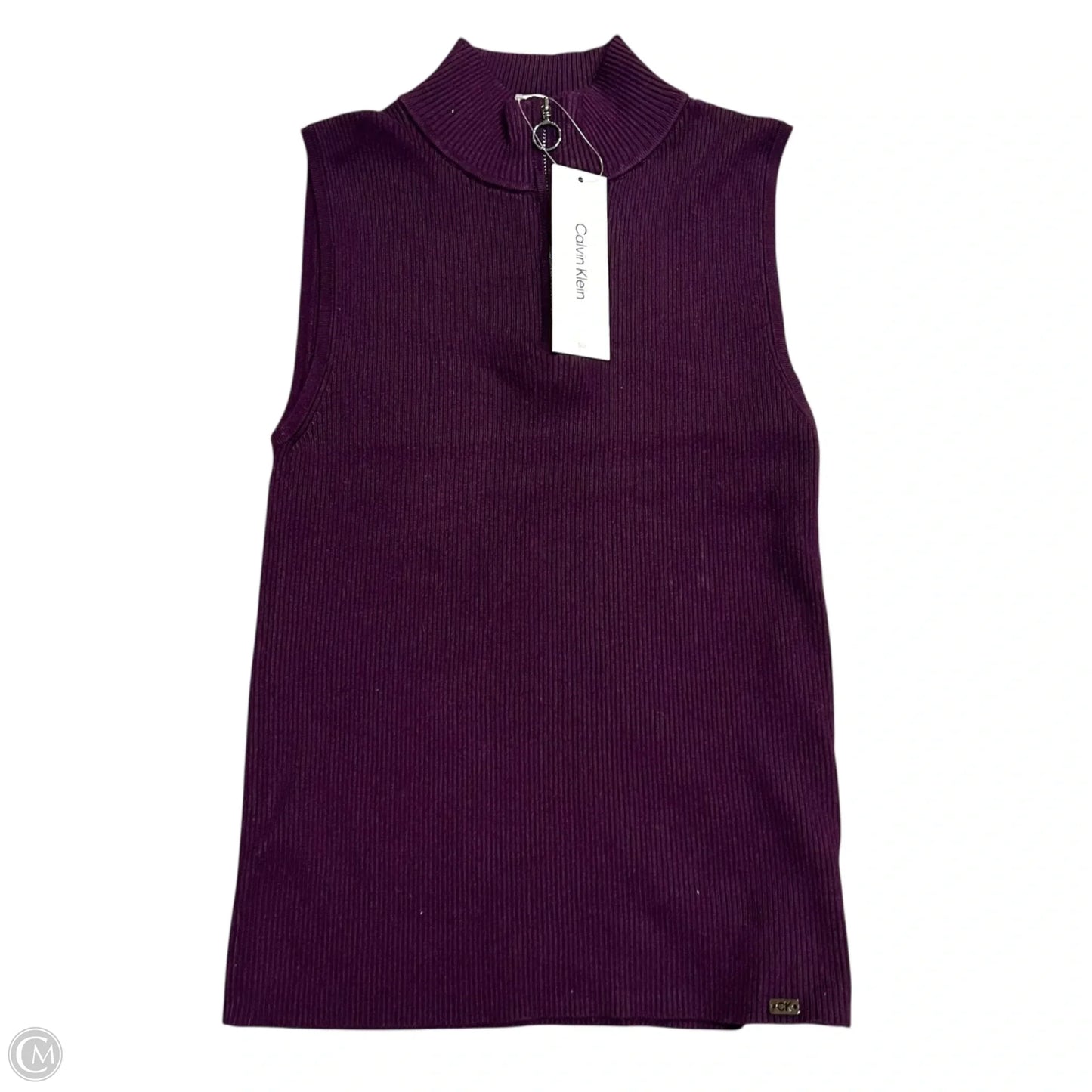 Sweater Short Sleeve By Calvin Klein In Purple, Size: M