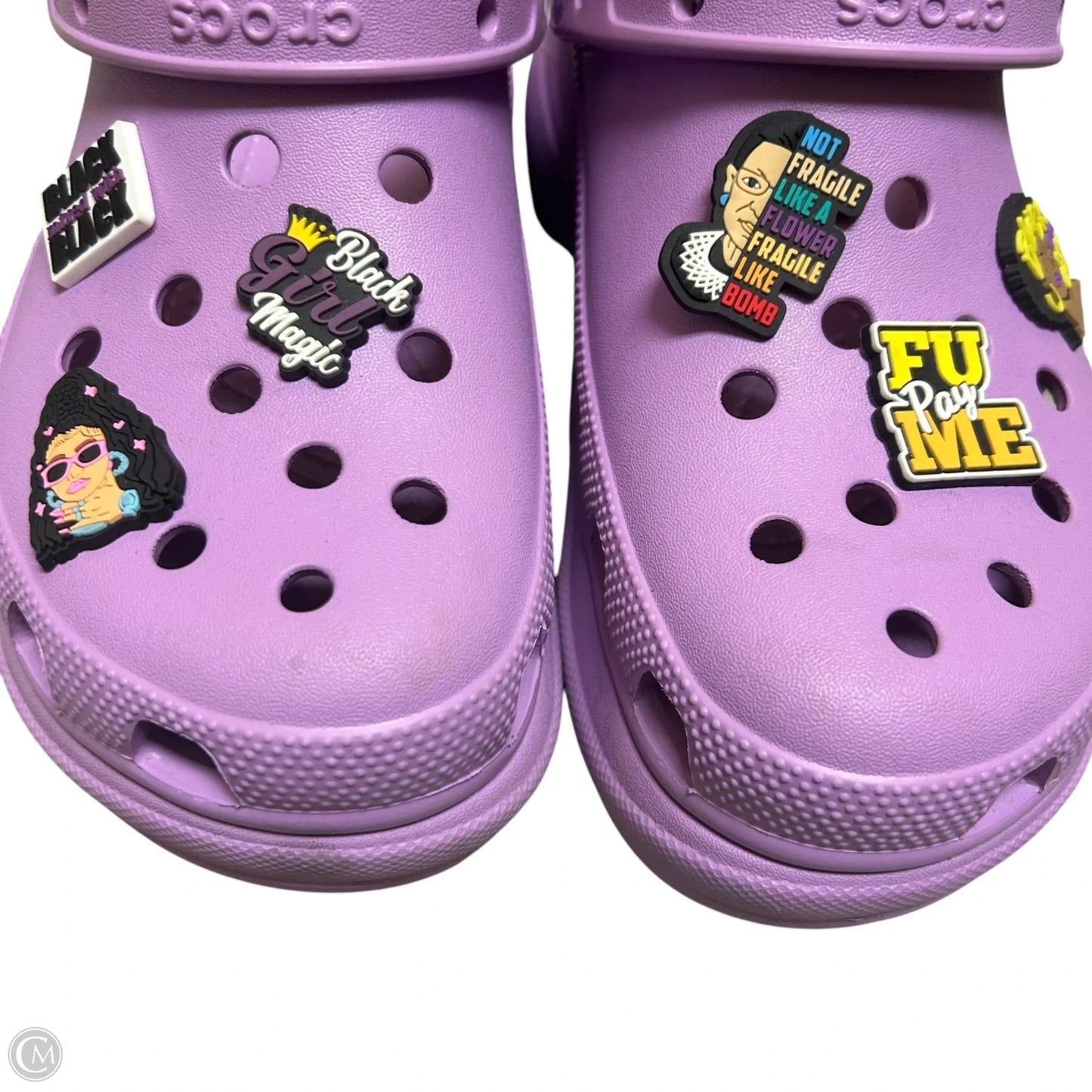 Shoes Heels Platform By Crocs In Purple, Size: 9
