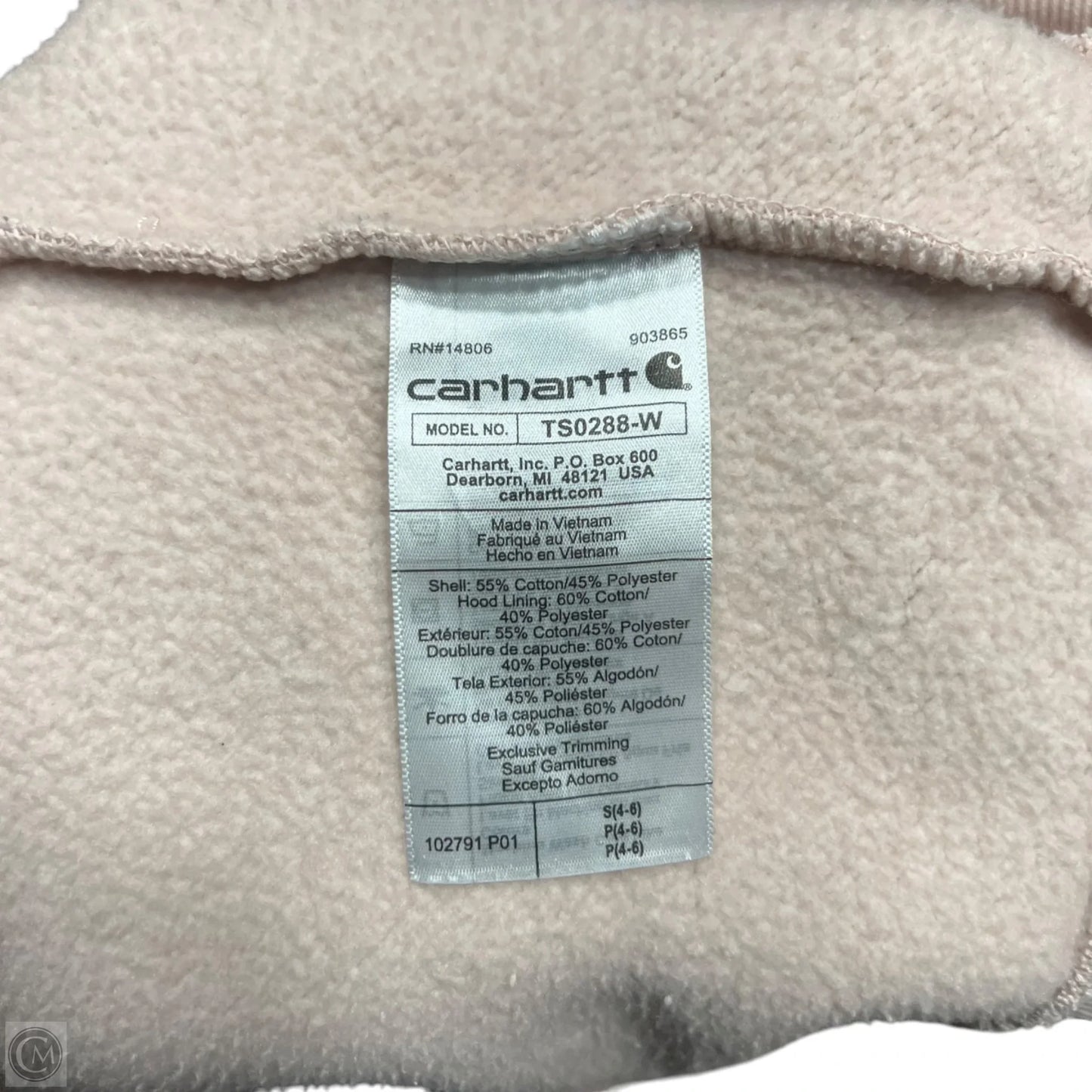Sweatshirt Hoodie By Carhartt In Mauve, Size: S