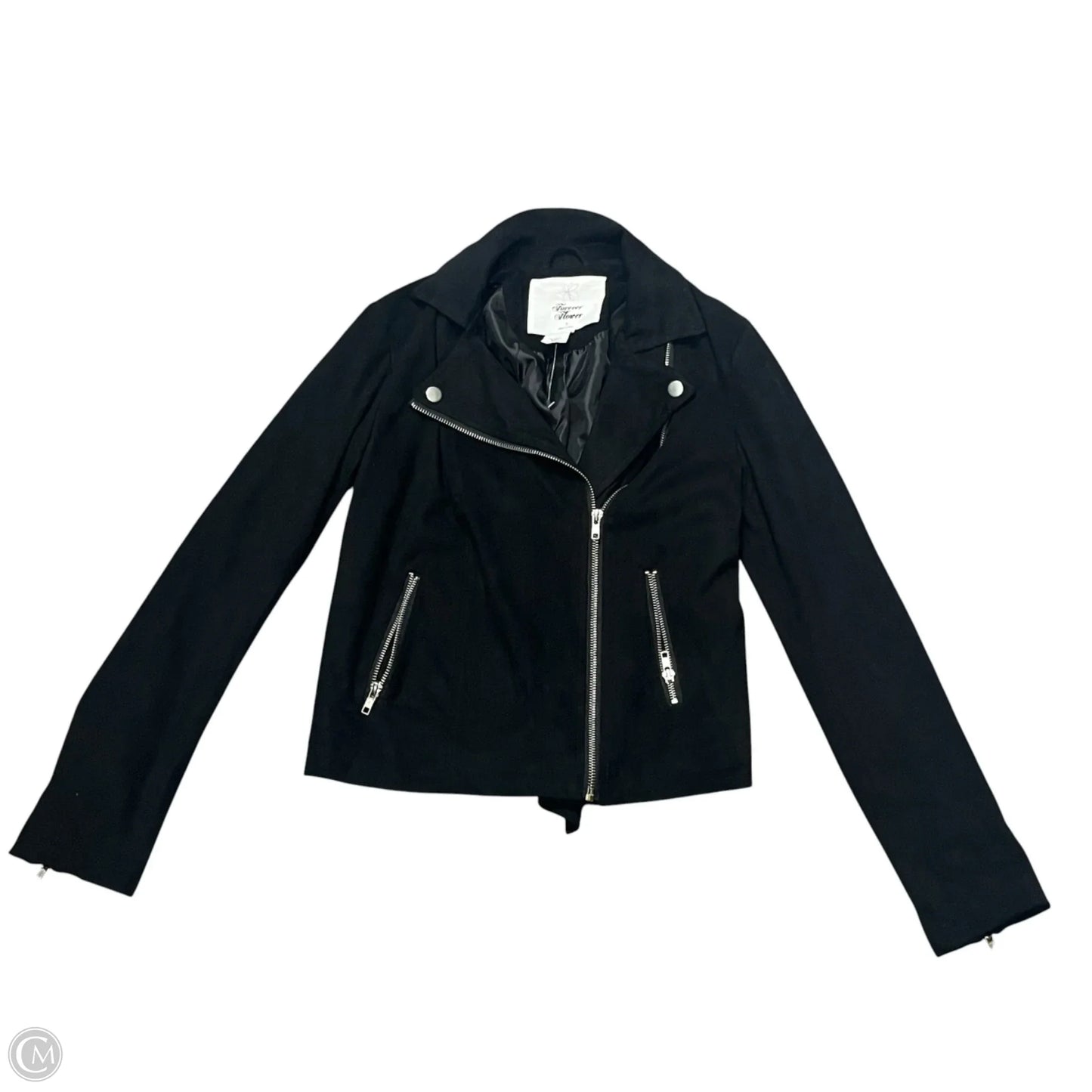 Jacket Moto By Forever Flower In Black, Size: S