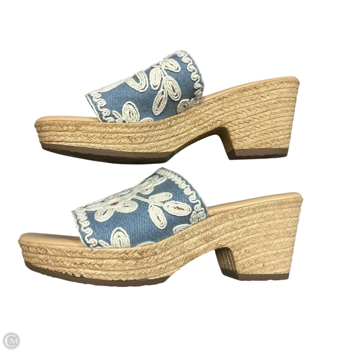 Shoes Heels Wedge By Cliffs By White Mountain In Blue & Cream, Size: 7.5